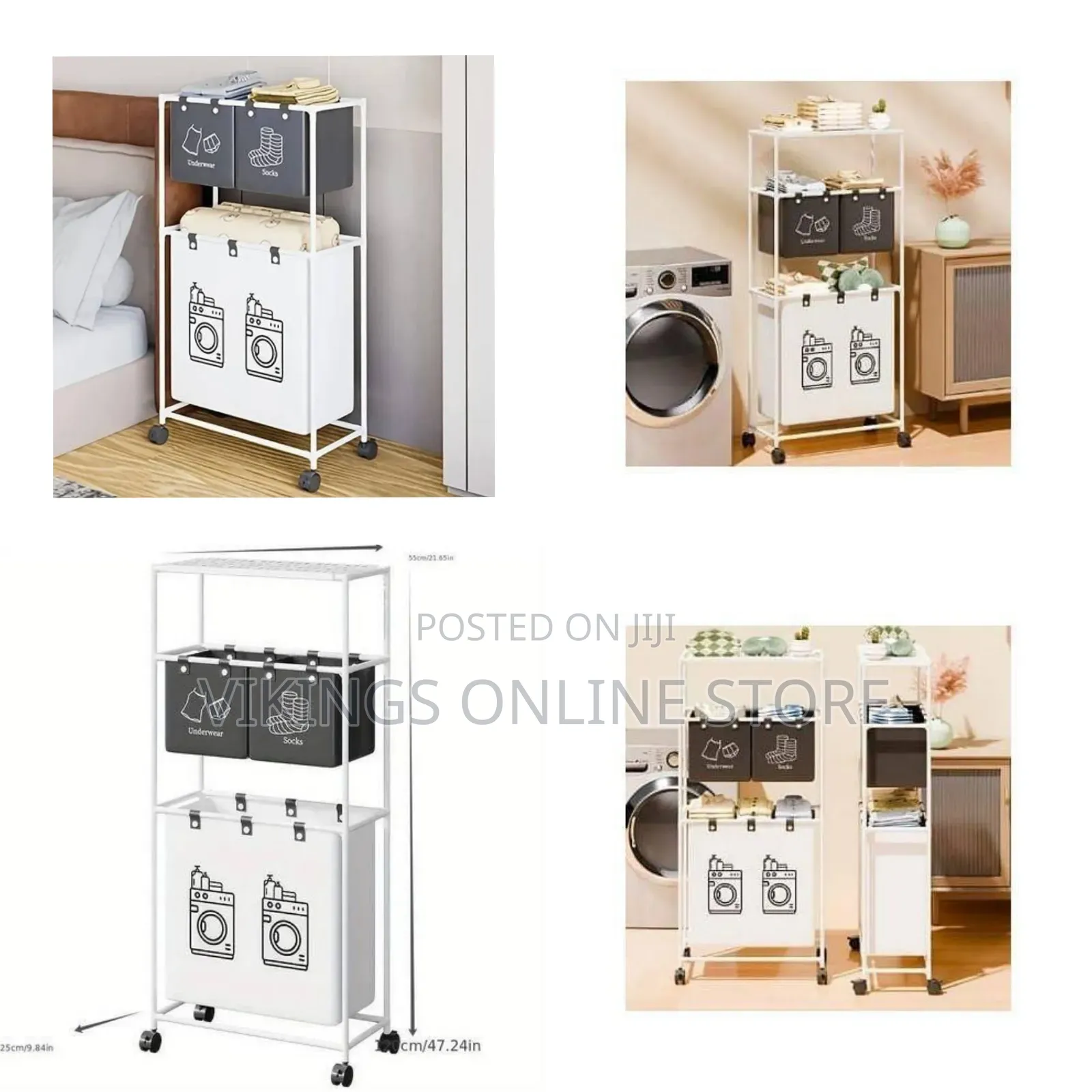 Rolling Multi-Tier Laundry Sorter and Storage Cart - Multicolor