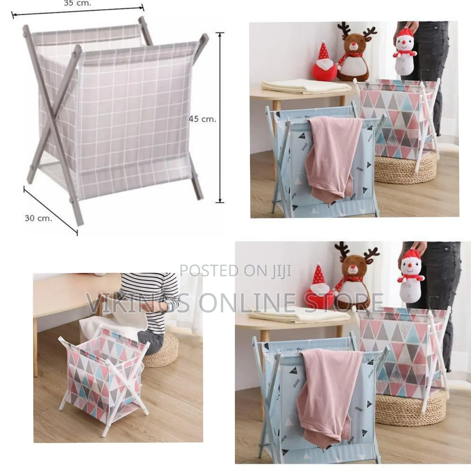 Foldable Laundry Hamper / Storage Basket With Geometric Pattern