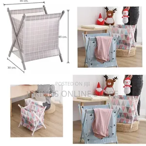 Foldable Laundry Hamper / Storage Basket With Geometric Pattern