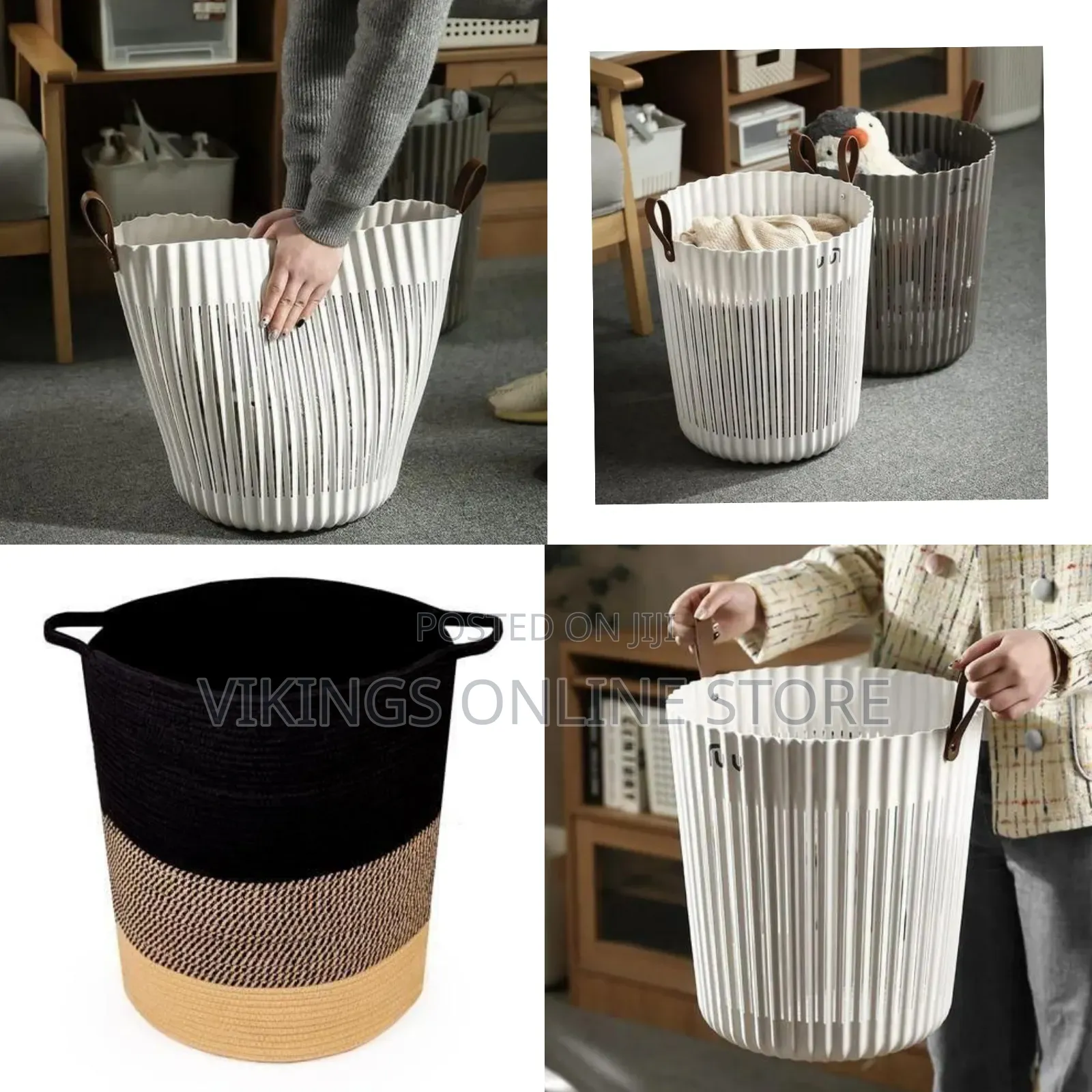 Modern Pleated Storage Basket With Flexible Handles - Multicolor