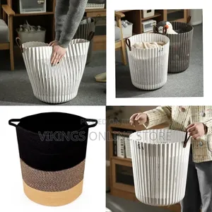 Modern Pleated Storage Basket With Flexible Handles - Multicolor