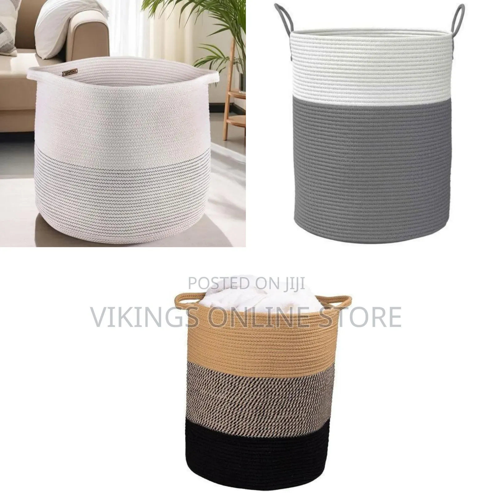 Versatile Woven Cotton Rope Storage Hamper - Multicolor