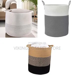 Versatile Woven Cotton Rope Storage Hamper - Multicolor