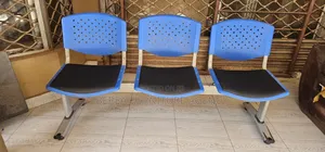 Blue Black Waiting Chair With Leather Cushion