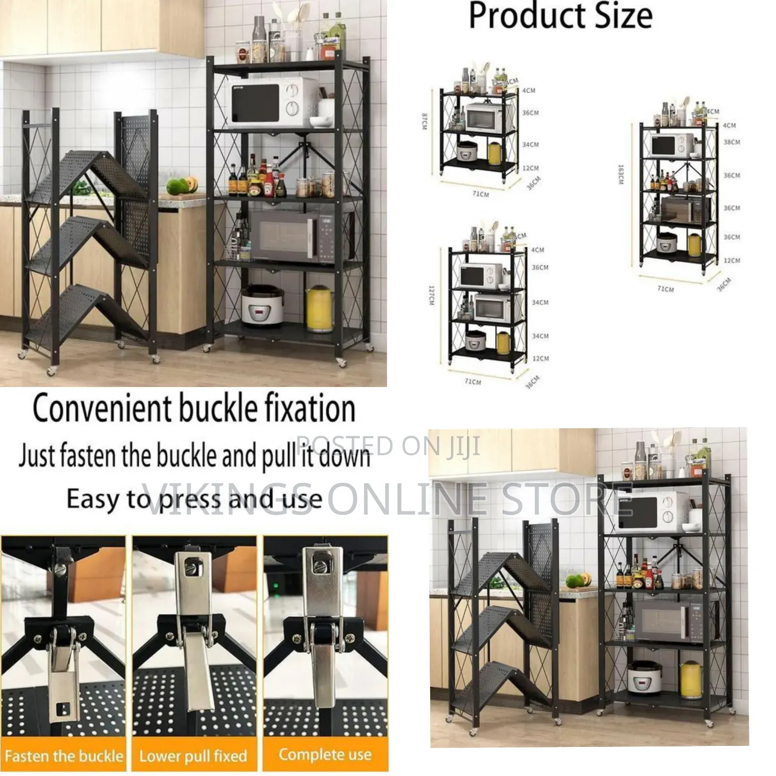 Heavy-Duty Folding Storage Rack With Wheels - Multicolor