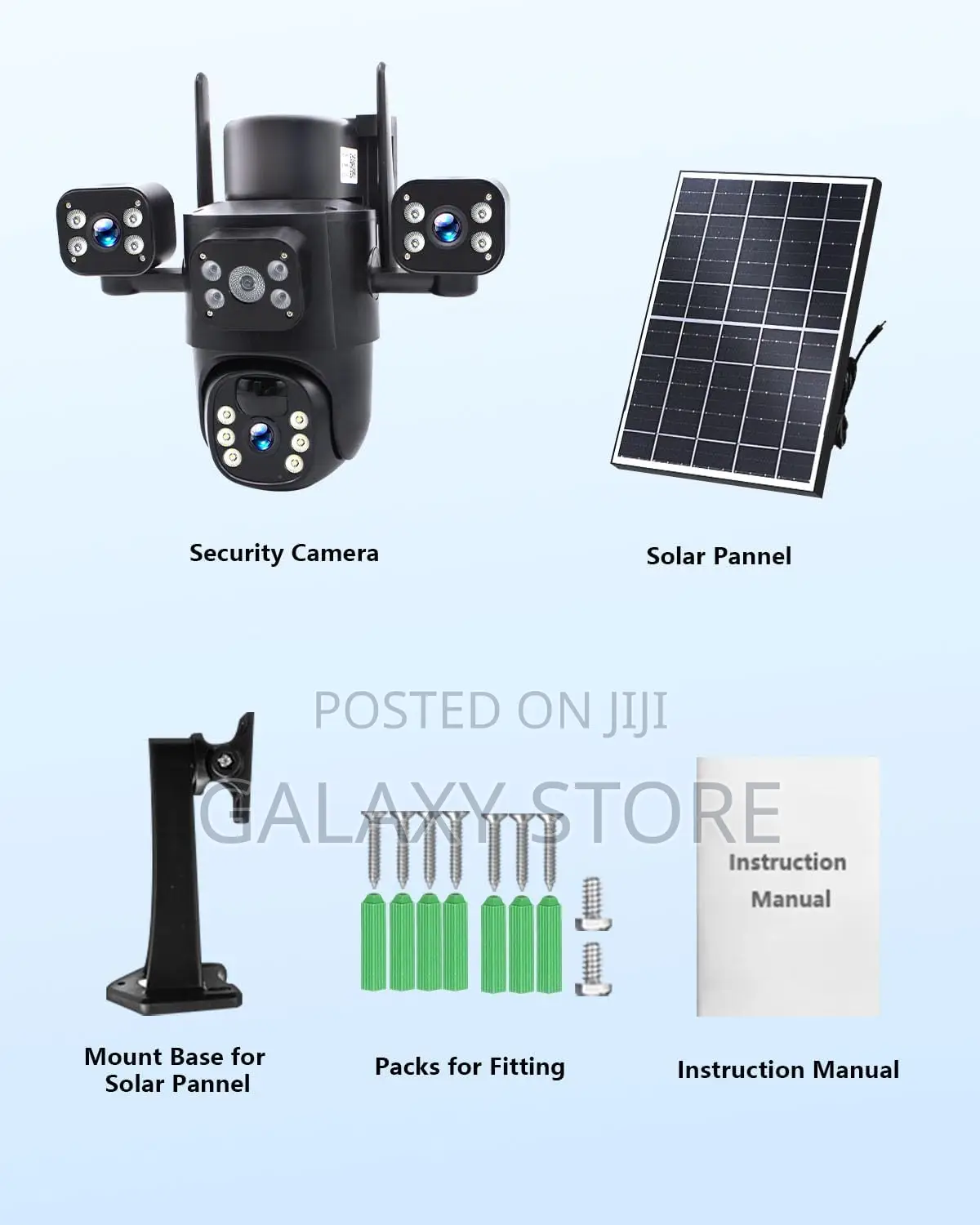 Wireless 3 Lens Solar Security Cameras for Home Surveillance Outdoor