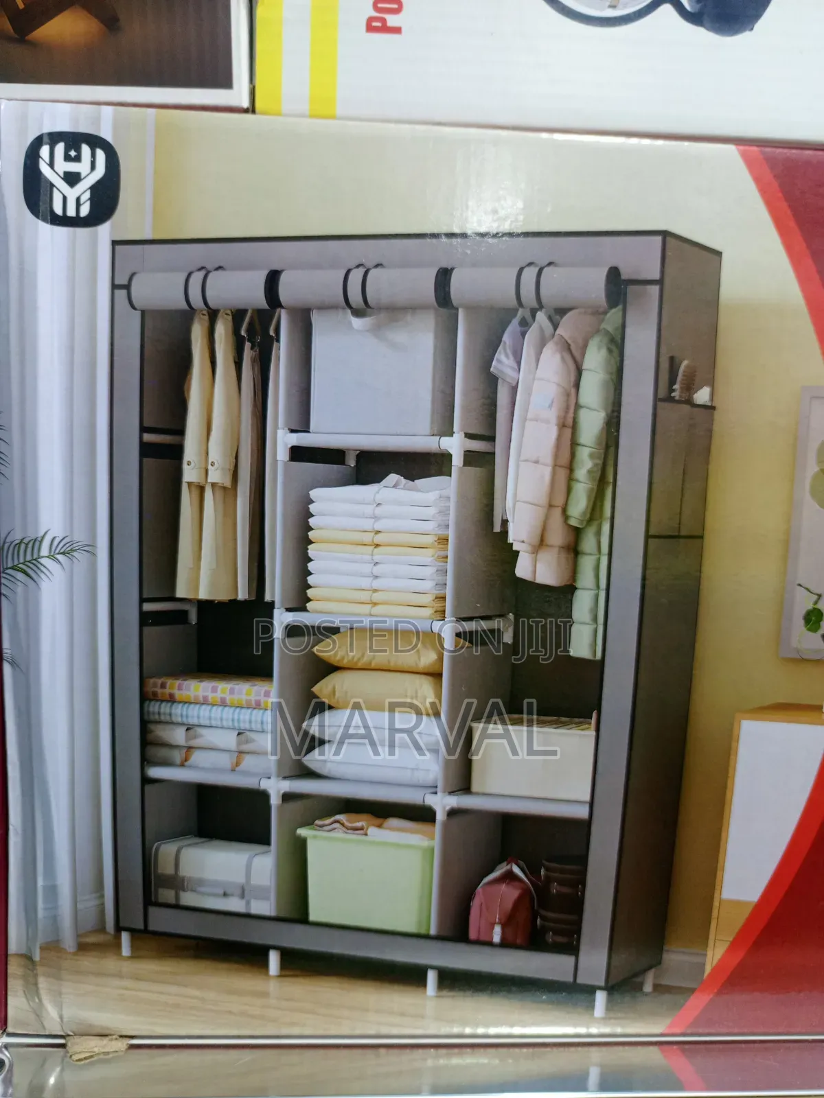Zhenaura Collapsible 3 Column Fabric Wardrobe
