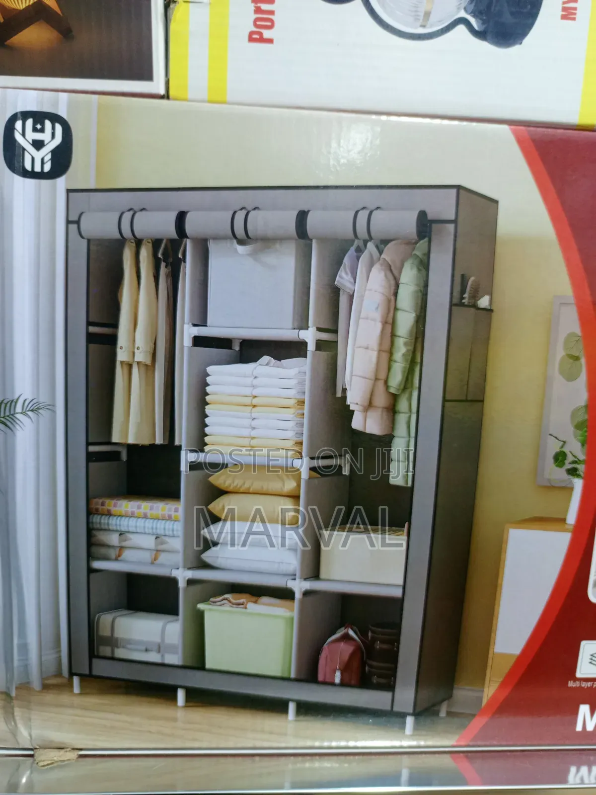 Zhenaura Collapsible 3 Column Fabric Wardrobe