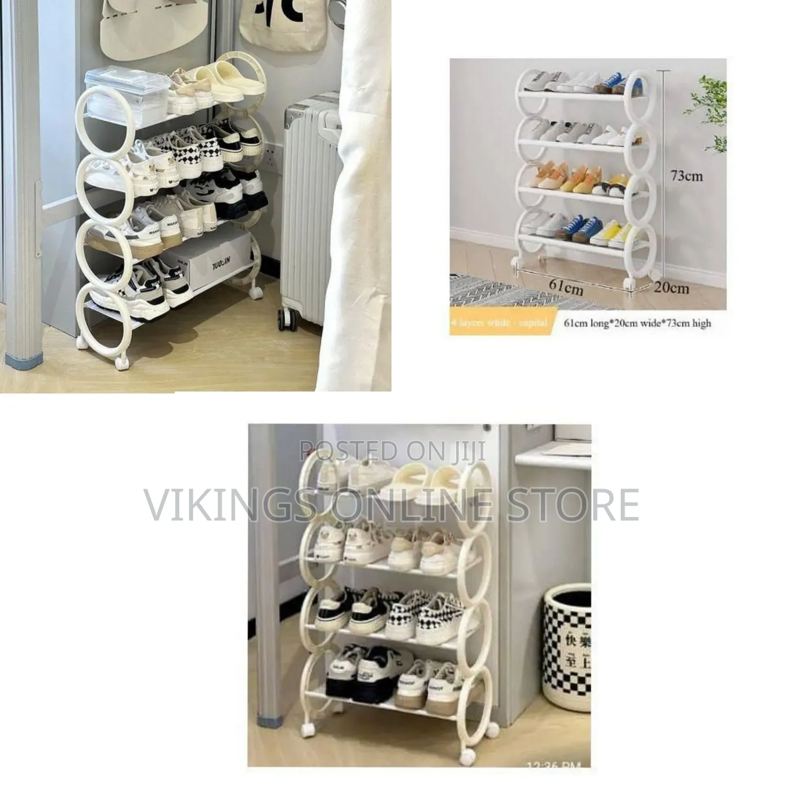 4-Tier Rolling Shoe Rack