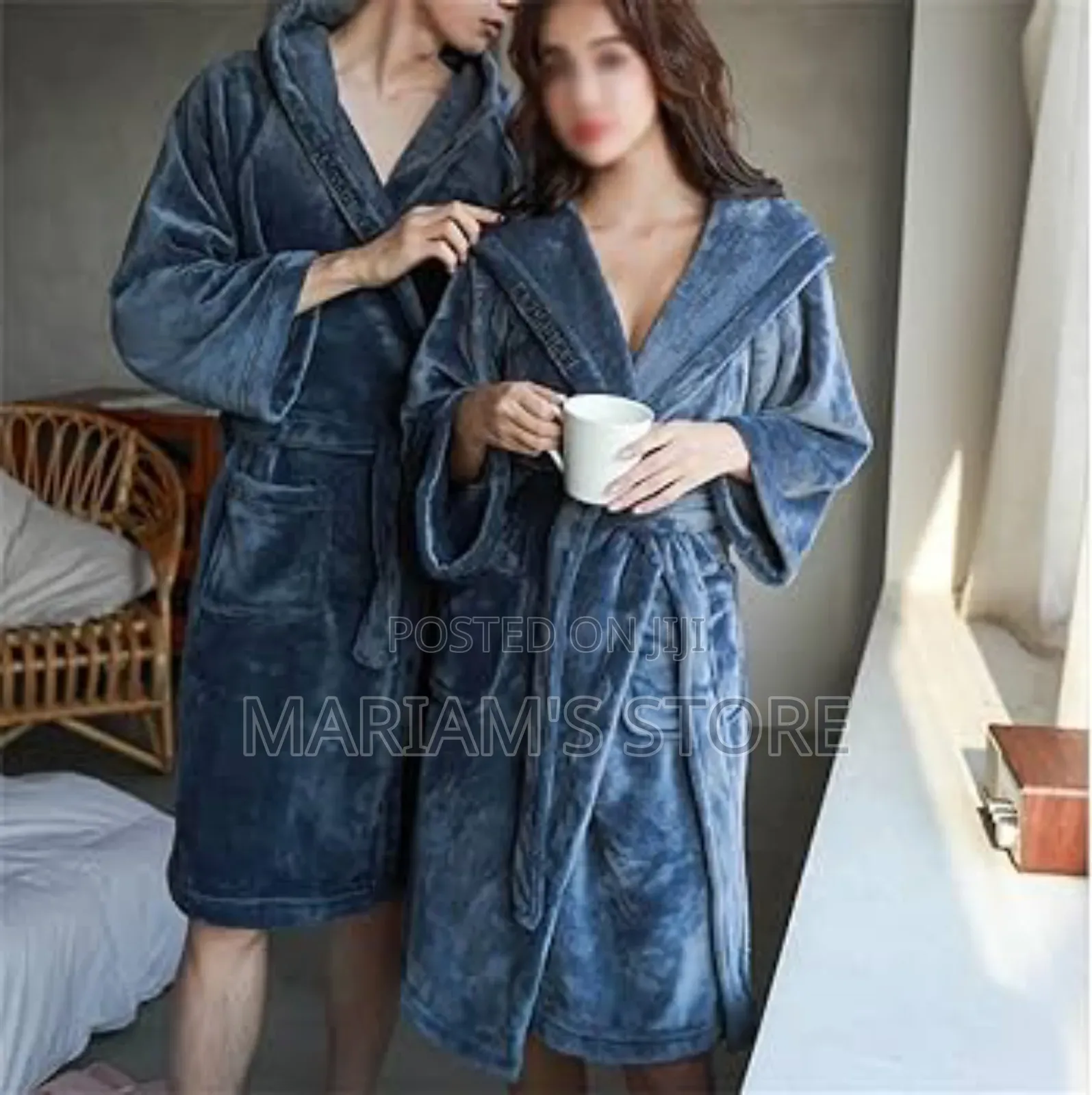 Unisex Gray Plush Fleece Bathrobe