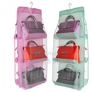Hanging Handbag Organizer Constructed From Non-Woven Fabric