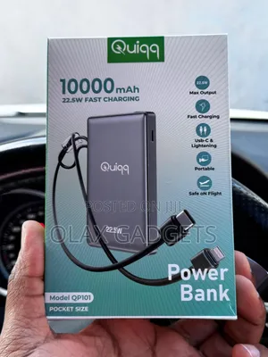 Quiqq 10000mah 22.5w Powerbank With Inbuilt Type C and iPhone Cables