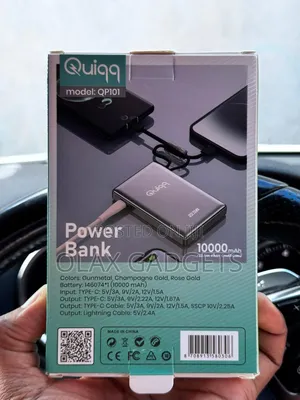 Quiqq 10000mah 22.5w Powerbank With Inbuilt Type C and iPhone Cables