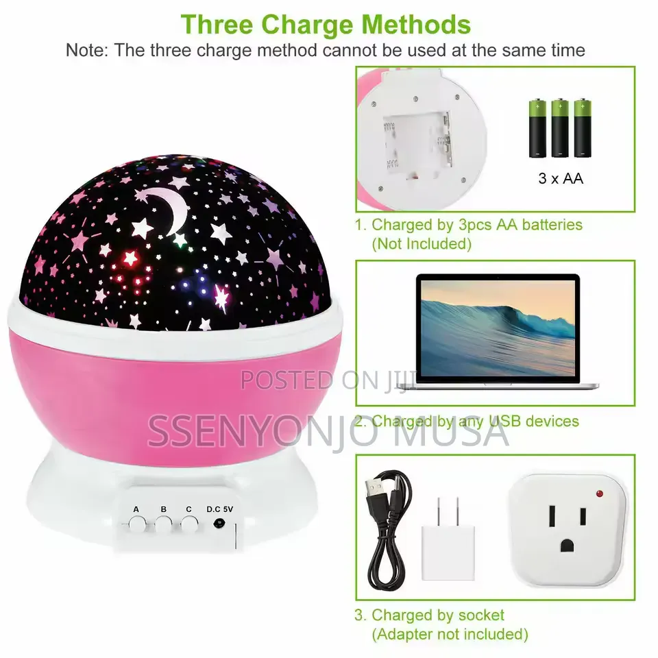Star Projector Night Light Rotating Moon Lamp With Color Changing.
