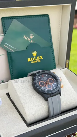Original Rolex Geneva Men's Classy Rubber Strapped Wrist Time Piece