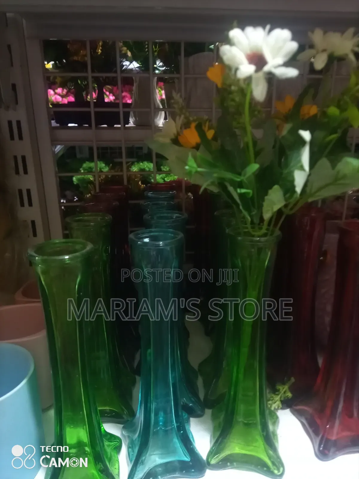 Are Tall, Emerald Glass Flower Pots