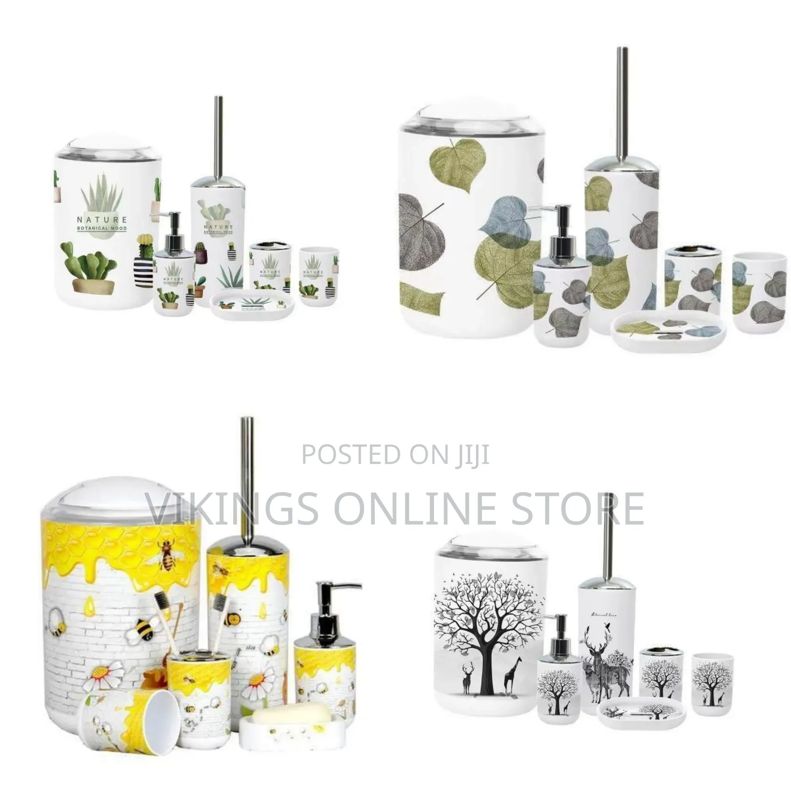 Artistic Themed Bathroom Accessory Set - Multicolor