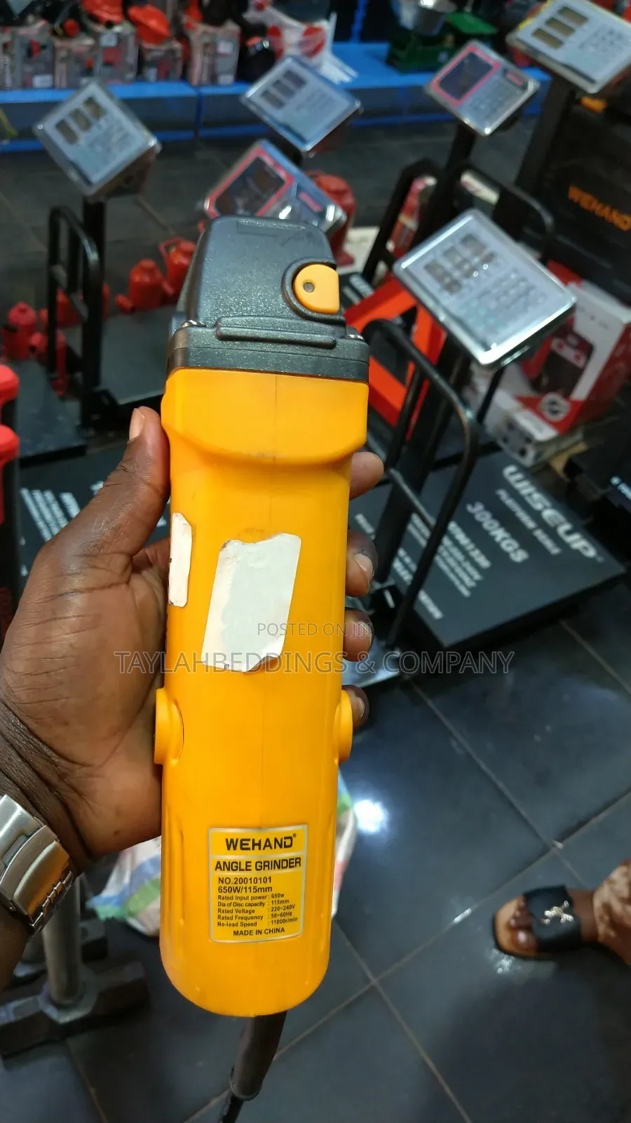 Wehand Angle Grinder 650w With Accessories, 220v, Yellow and Black