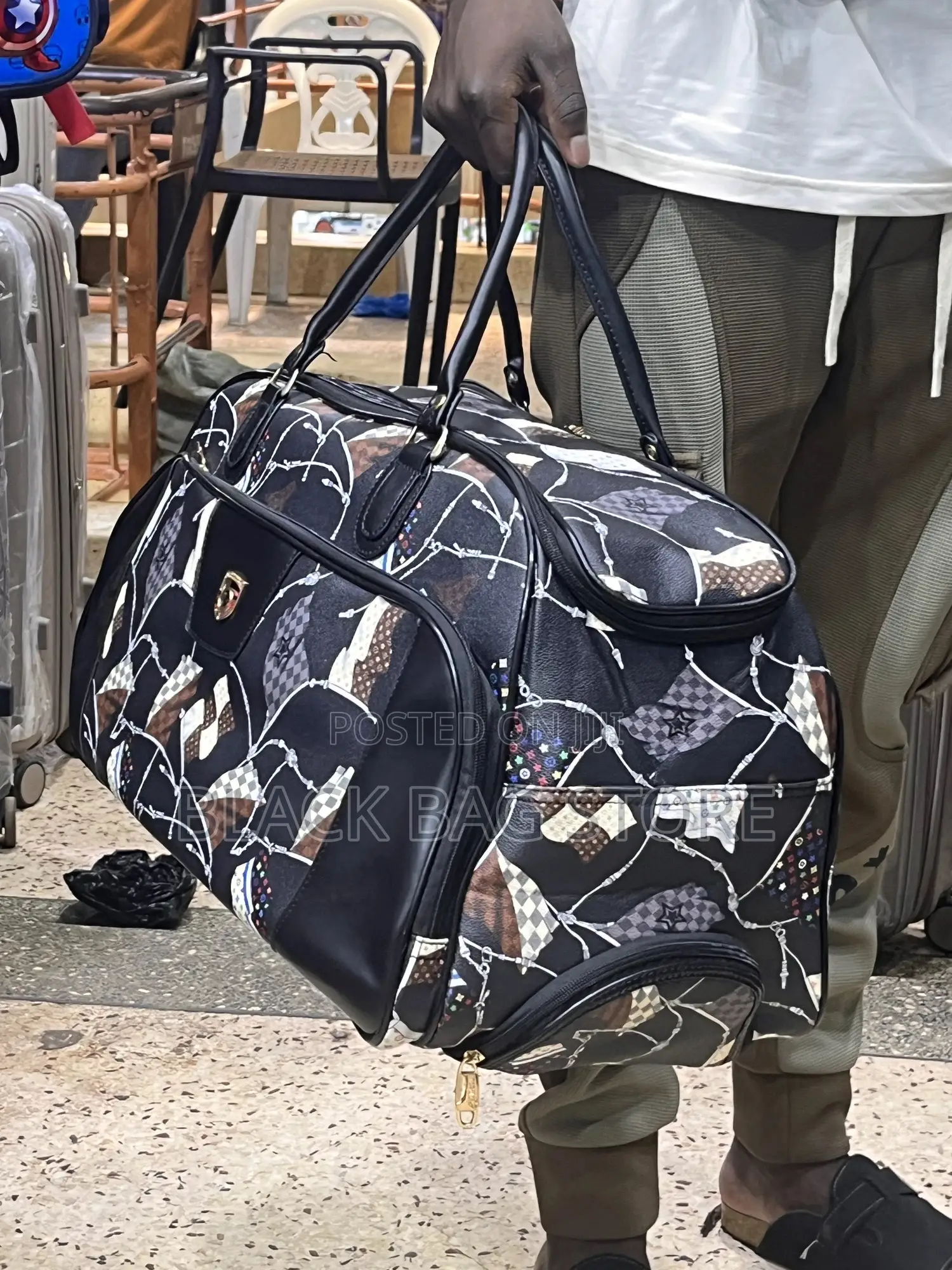 Leather Travel Bag-Black