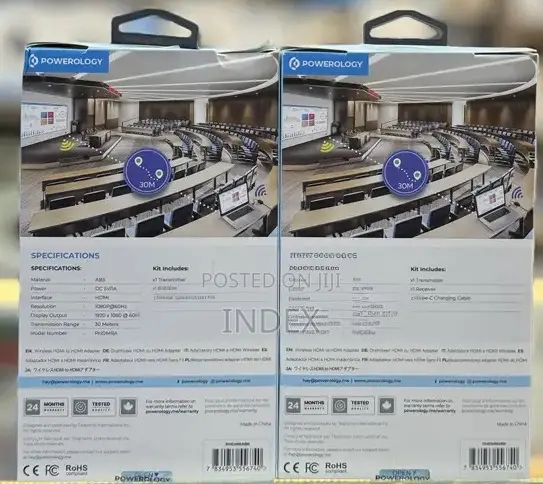 Powerology Wireless Hdmi To Hdmi Transmitter Pair Plug Play