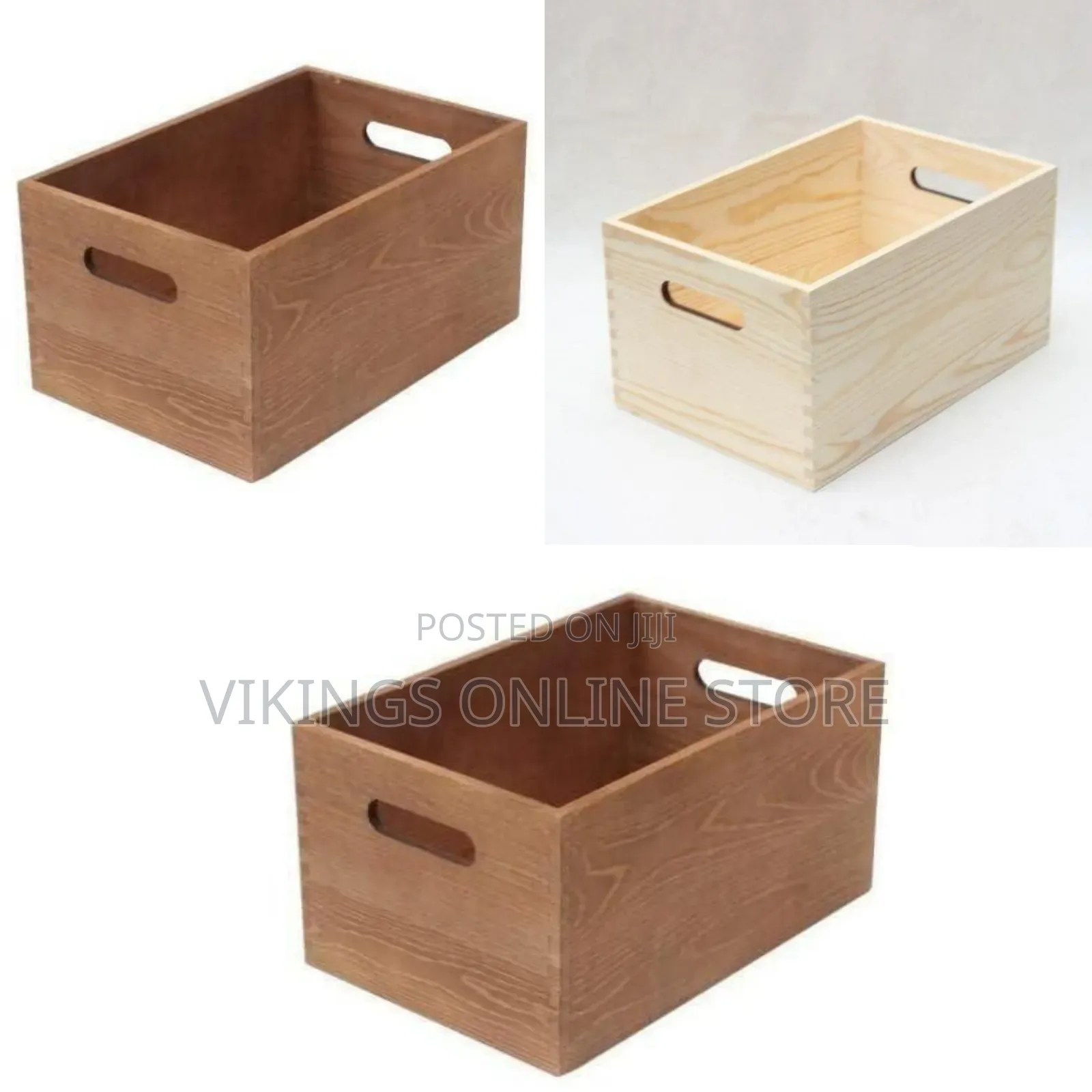 Versatile Wooden Storage Crate With Integrated Handles (2-Pack)