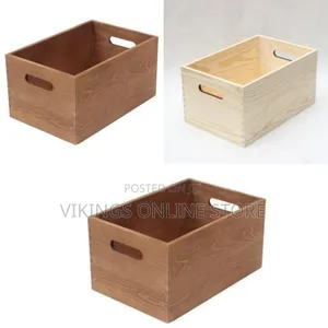 Versatile Wooden Storage Crate With Integrated Handles (2-Pack)