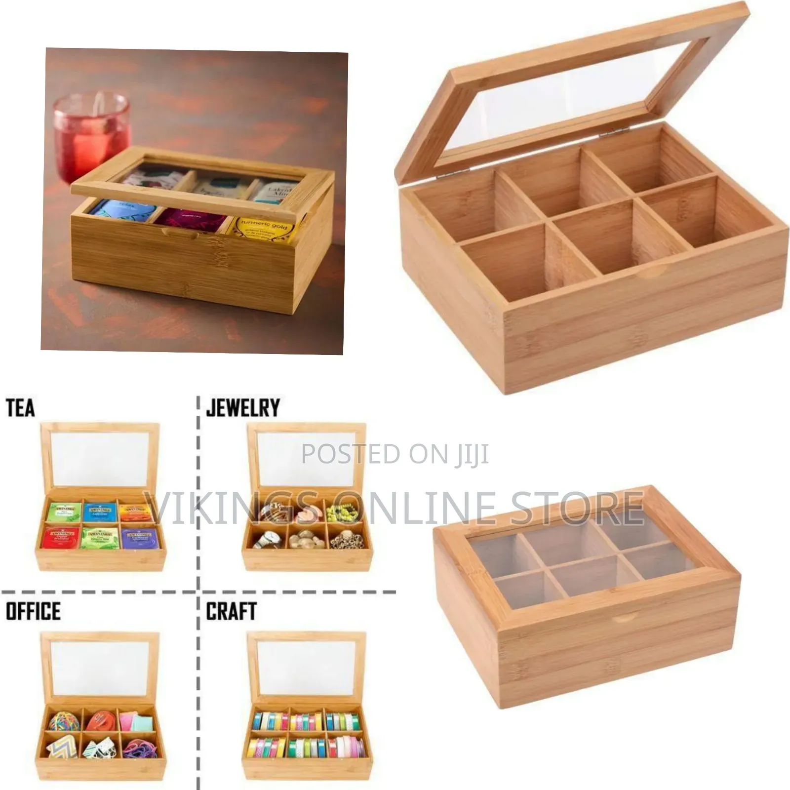 Elegant Wooden Storage Organizer With Transparent Lid - Multicolor