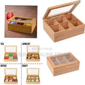 Elegant Wooden Storage Organizer With Transparent Lid - Multicolor