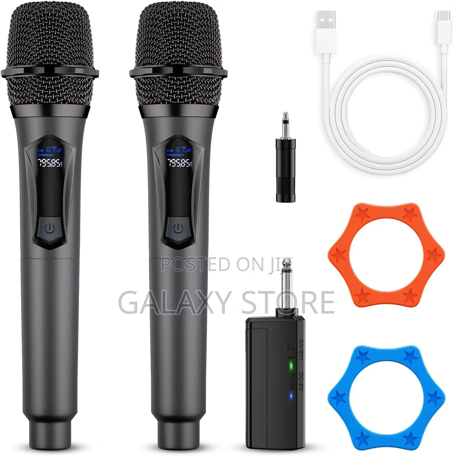 Professional Dual Dynamic Microphone System With Rechargeable Receiver