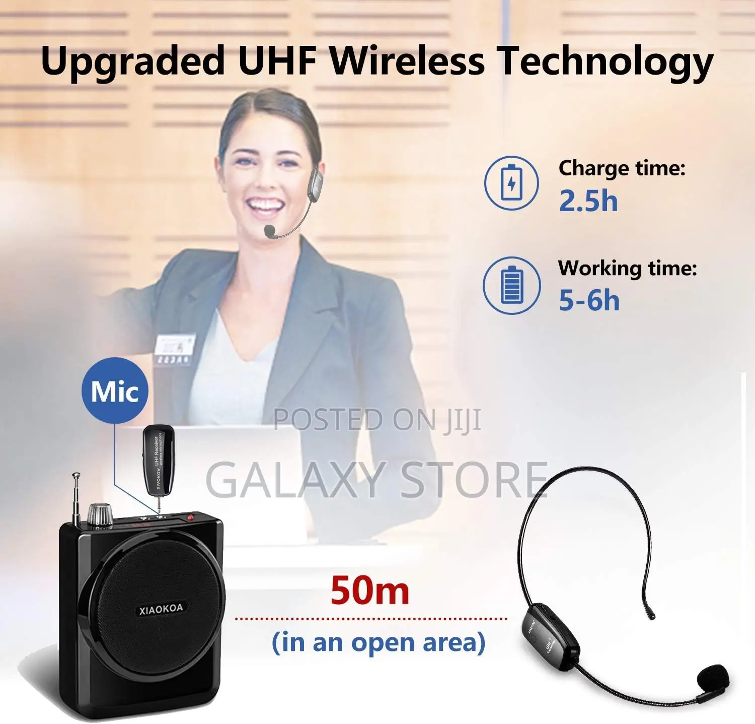 Uhf Wireless Headset Microphone: Cordless Head Mic System