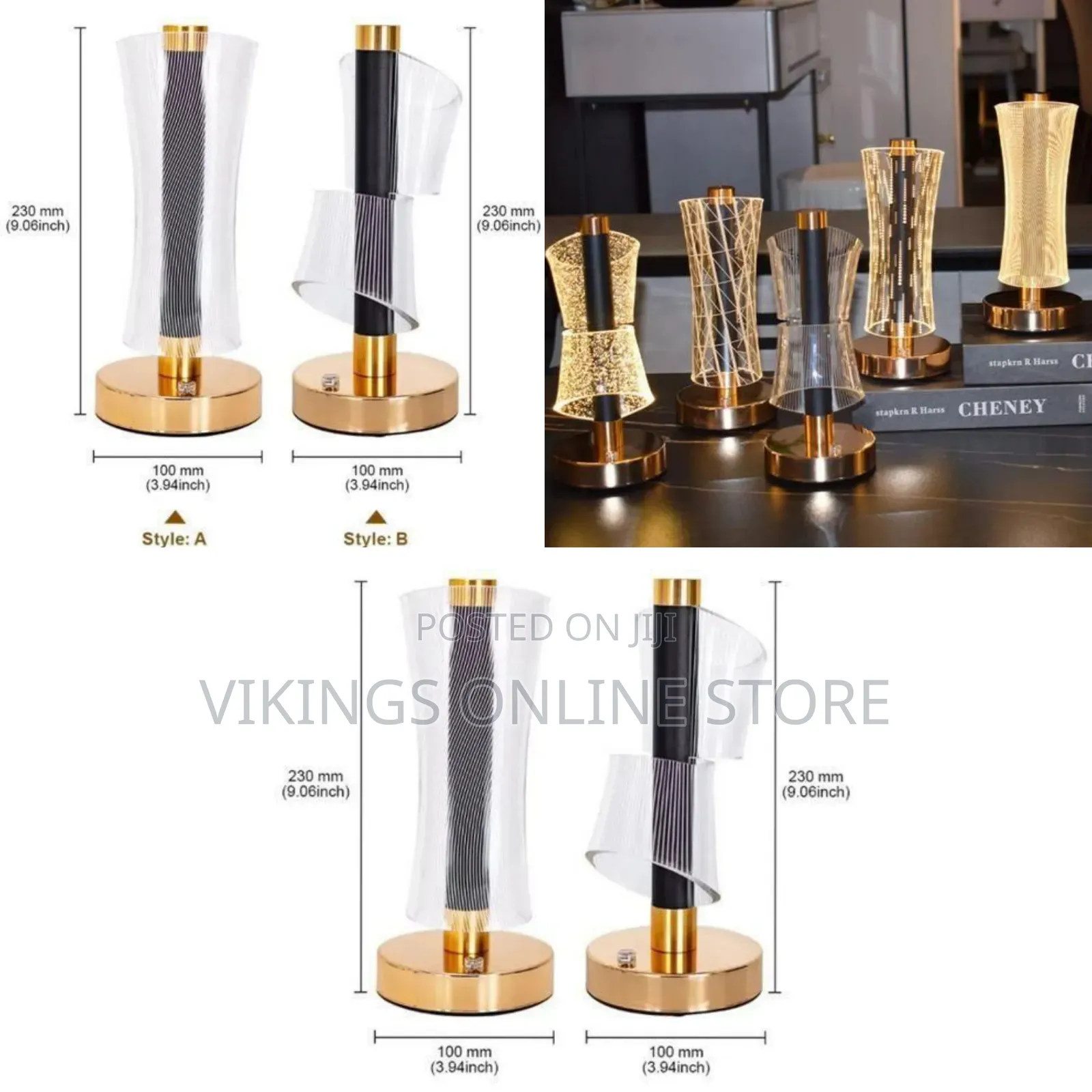 Portable Crystal Desk Lamp - Gold