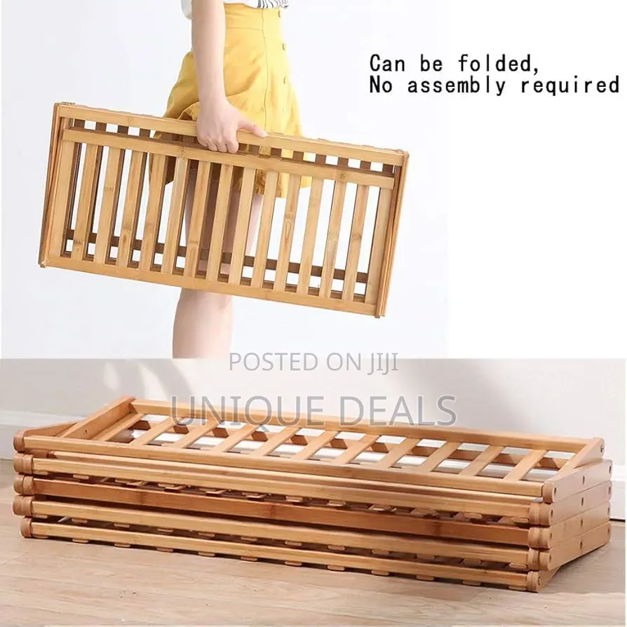 4 Layers Bamboo Foldable Shoe Rack