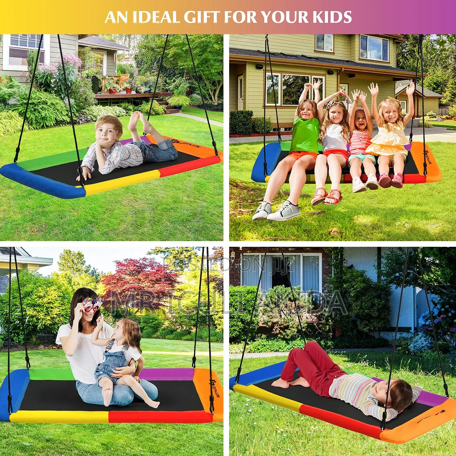 Sorbus Rectangular Saucer Tree Swing Designed for Outdoor Backyard Use
