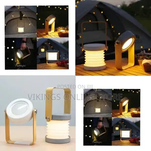 Convertible Portable Led Lamp and Lantern With Wood Handle -Multicolor