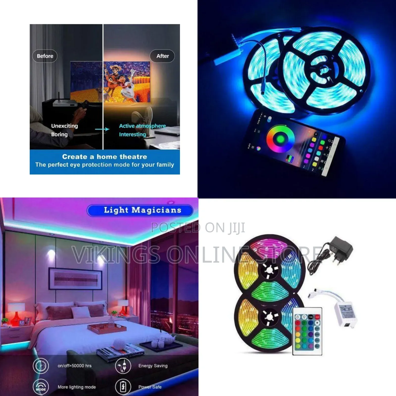 Vibrant Multi-Mode Led Strip Light Kit With Remote Control -Multicolor
