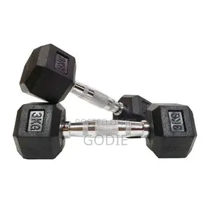 3kg Hex Dumbbells With Chrome Handles.