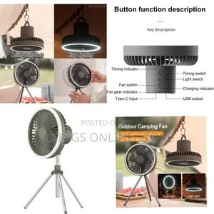 Versatile Portable Tripod Fan With Integrated Led Ring Light-Multicolo