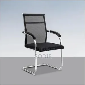 Mesh-Back Cantilever Office Chair With a Black Cushioned Seat And