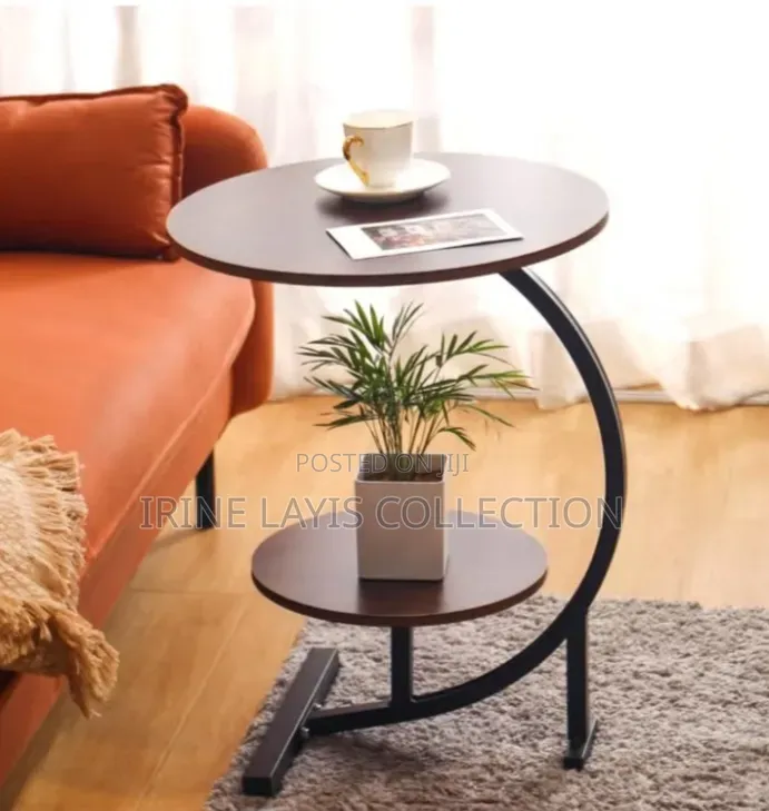 -Tier C-Shaped Coffee Table