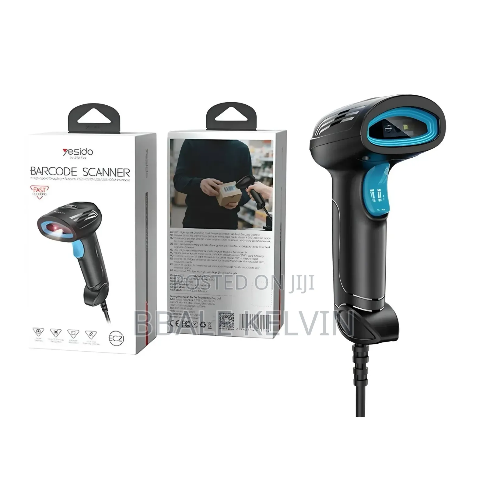 Yesido Wired Barcode Scanner Reader – High-Speed 1d/2d Mobile Scanner