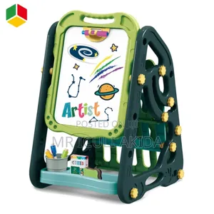 Foldable Double-Sided Magnetic Drawing Board Easel Set WTH Bookshelf