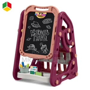 Foldable Double-Sided Magnetic Drawing Board Easel Set WTH Bookshelf