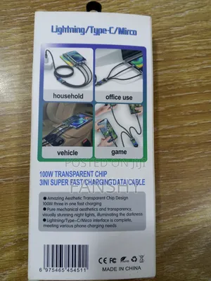 Authentic 3 in 1 100w Fast Charging Lightning Cable
