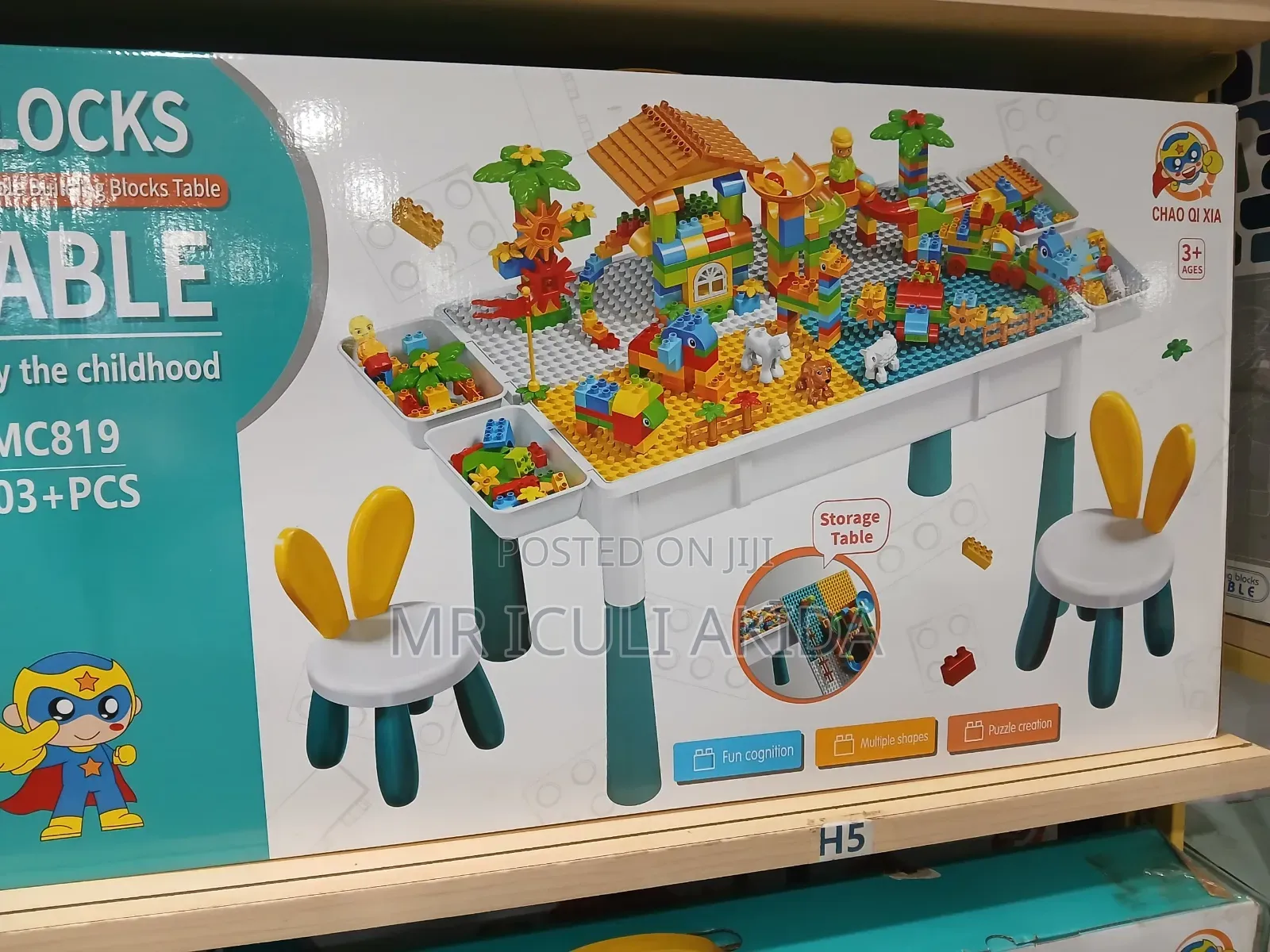 Children's Multi-Activity Building Blocks Table Set With 2chairs