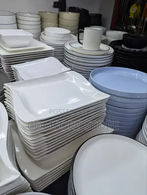 Ceramic Serving Dinner Plates in White 6 Piece