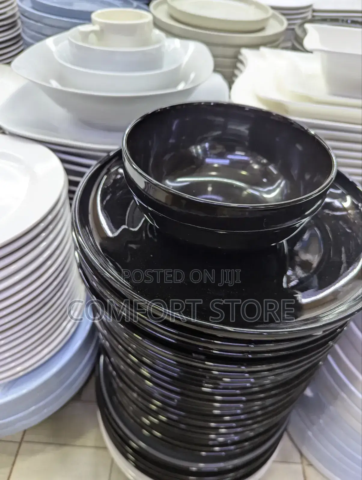 Luxury Style Porcelain Plates 6 Piece Set Ceramic Black Plates
