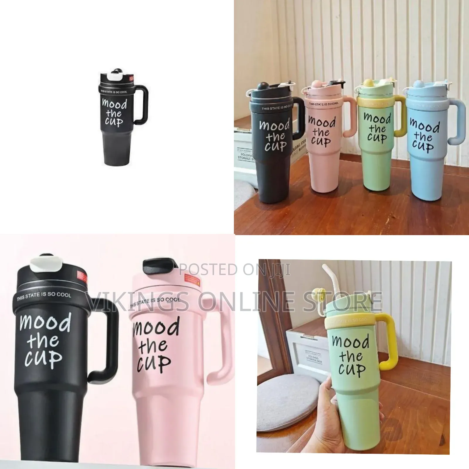 Stylish Insulated Travel Mug With Handle - "Mood the Cup