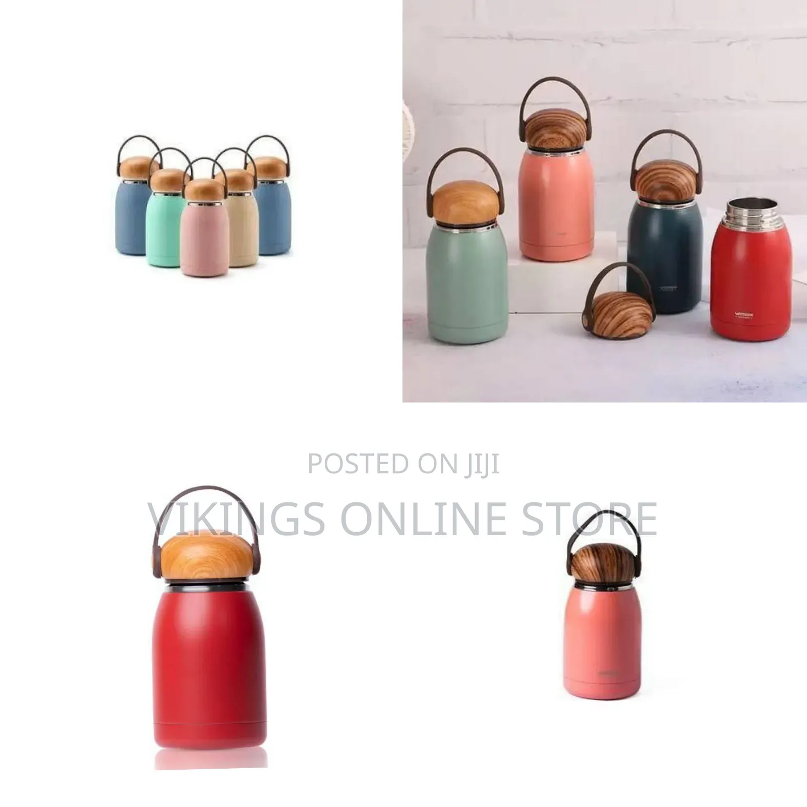 Compact 300ml Insulated Water Bottle With Wooden Lid