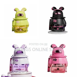 Fun "Cool Rabbit" Bunny-Shaped Water Bottle With Strap - Multicolor