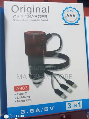 -In-1 Car Charger Featuring Type-C and Micro Usb Connectors.]